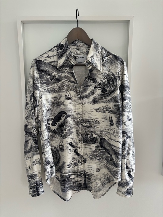 Thom Browne Tops - NWOT Thom Browne Black & White Illustrated Button-Up Shirt